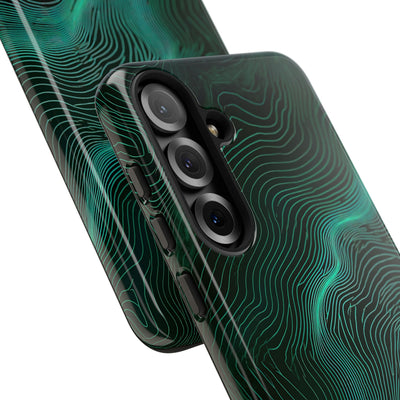 Teal Tough Phone Case for Samsung - Neon Jade Contour