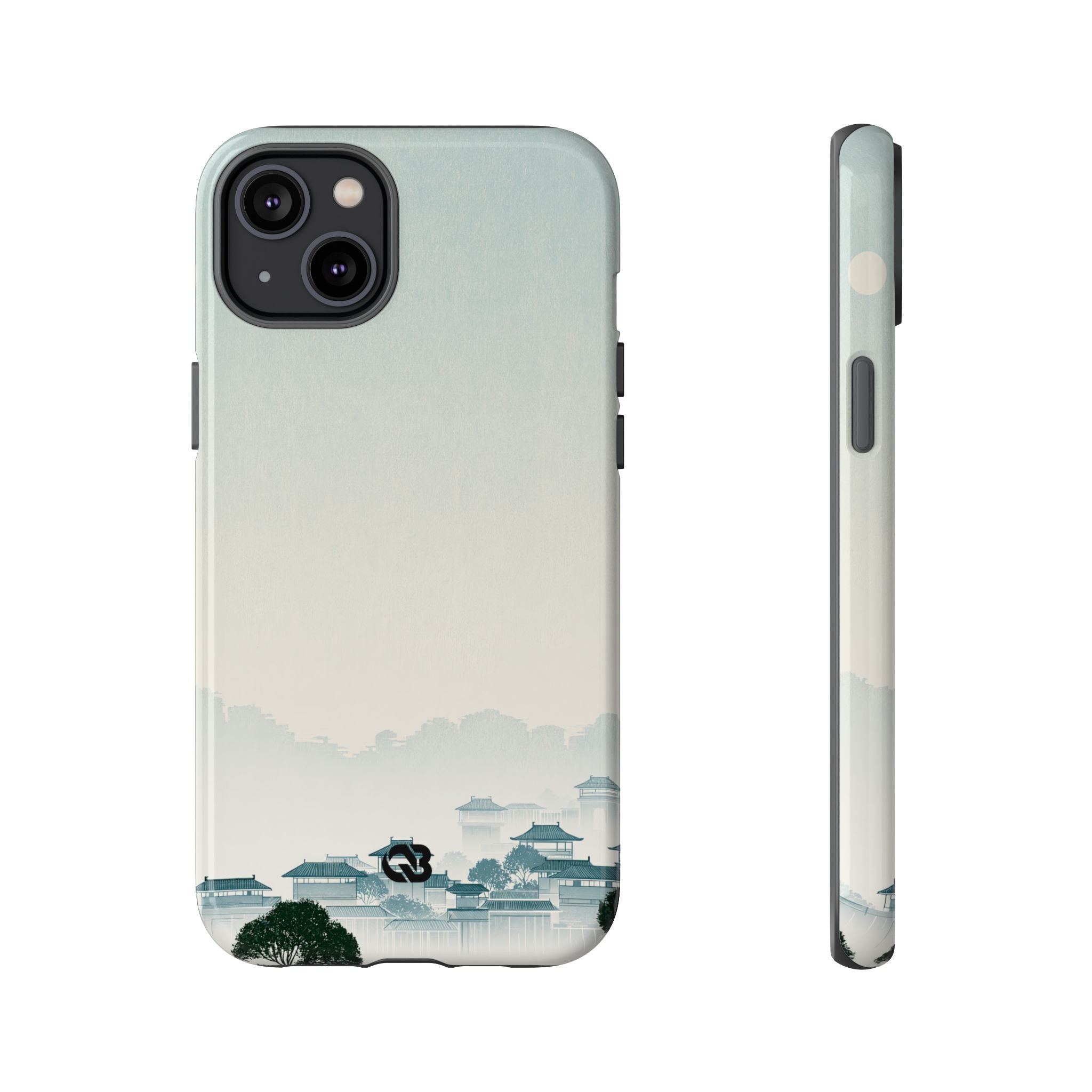 Blue Tough Phone Case for iPhone - Mist Valley Pagoda