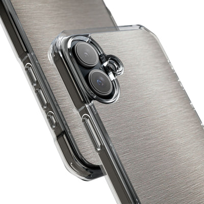 Brushed Silver Alloy · Clear Impact Magnetic Phone Case for iPhone ·  Silver
