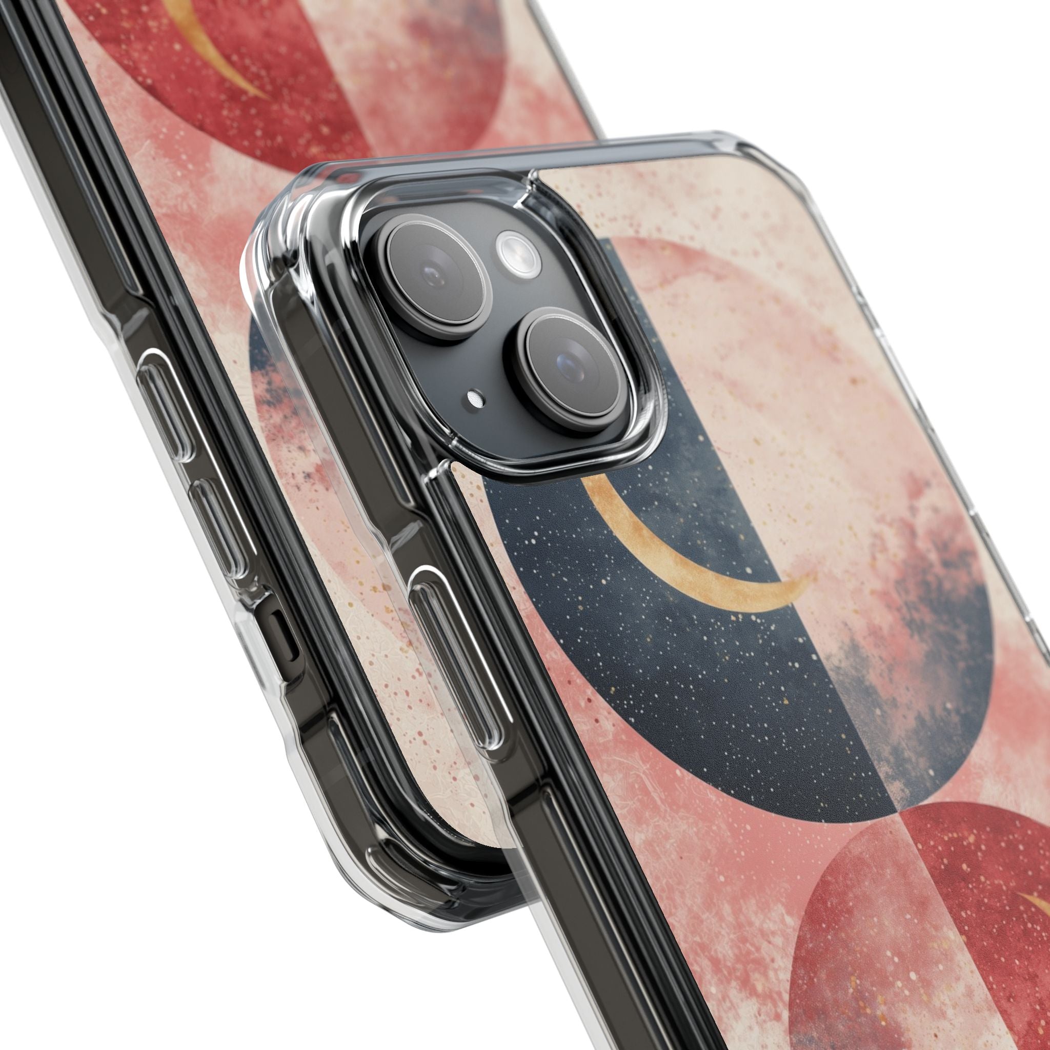 Golden Crescent Circles iPhone 15 Plus Cover - Impact