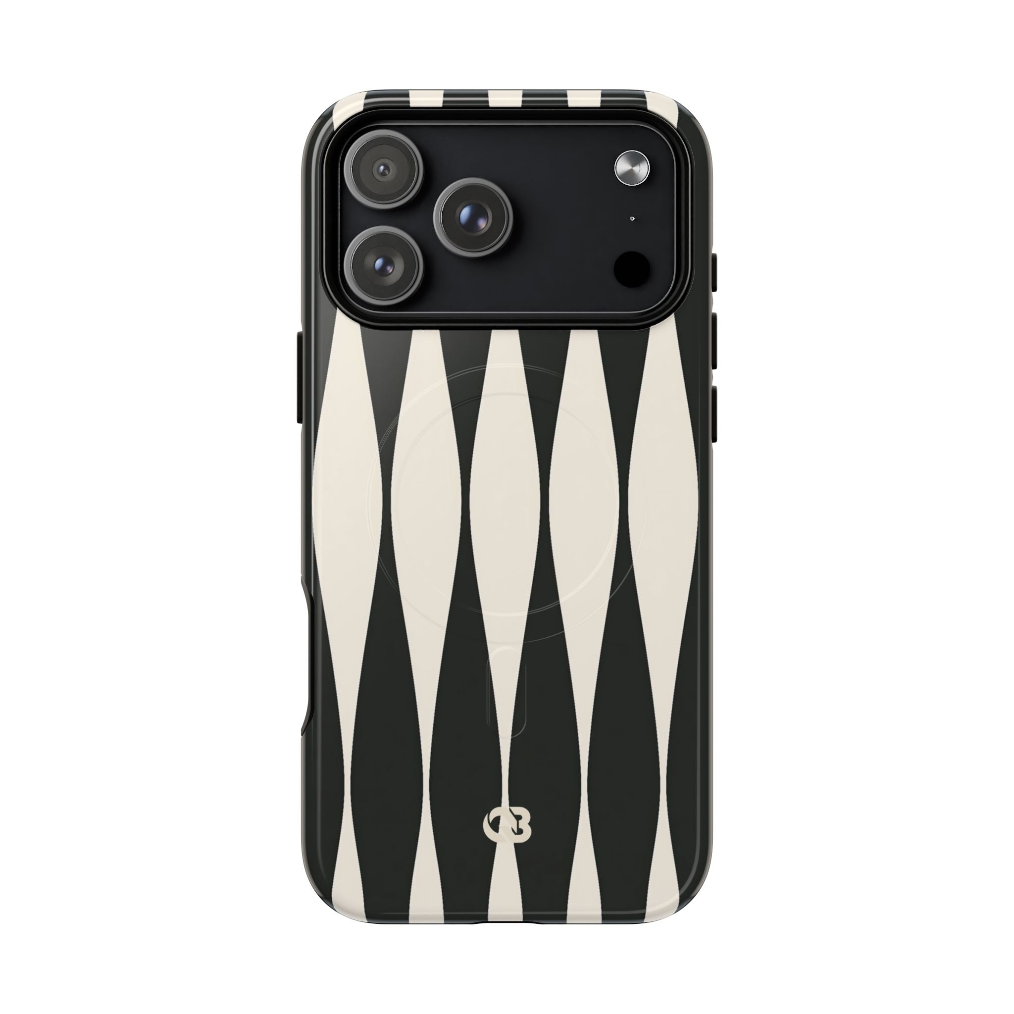 Black Tough 2.0 Magsafe Phone Case for iPhone - Ivory Spindle Grid