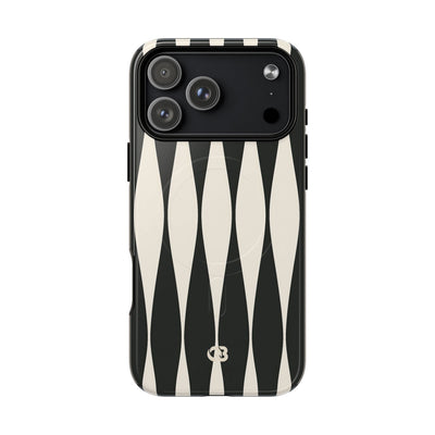 Black Tough 2.0 Magsafe Phone Case for iPhone - Ivory Spindle Grid