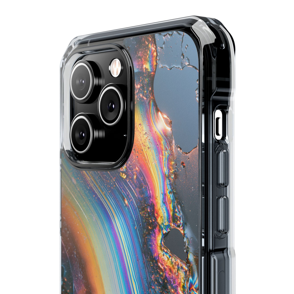 Prismatic Aura Flow · Clear Impact Magnetic Phone Case for iPhone · Blue