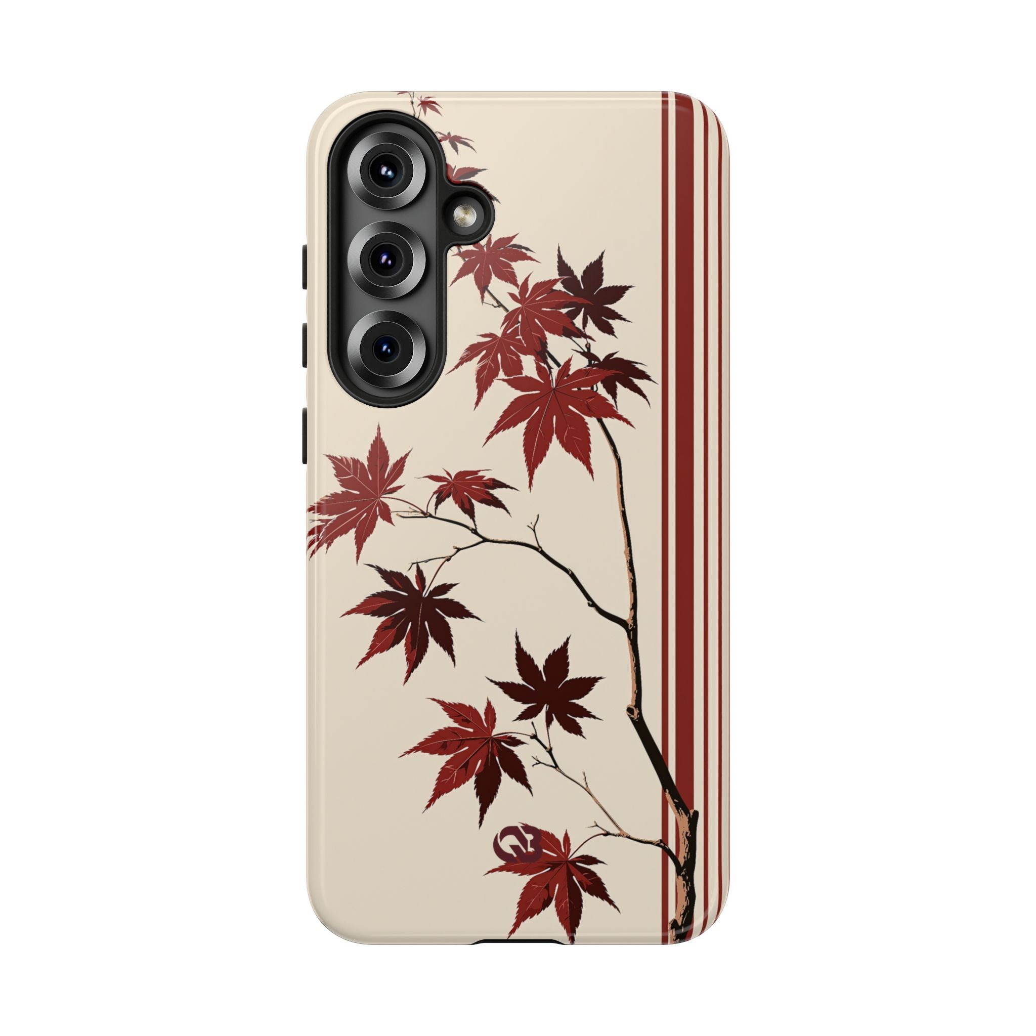 Red Tough Phone Case for Samsung - Crimson Momiji Stripe