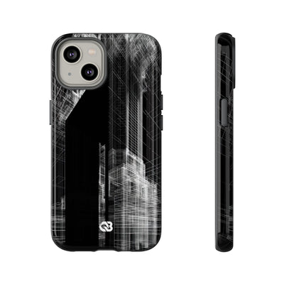Black Tough Phone Case for iPhone - Ghost Urban Wireframe