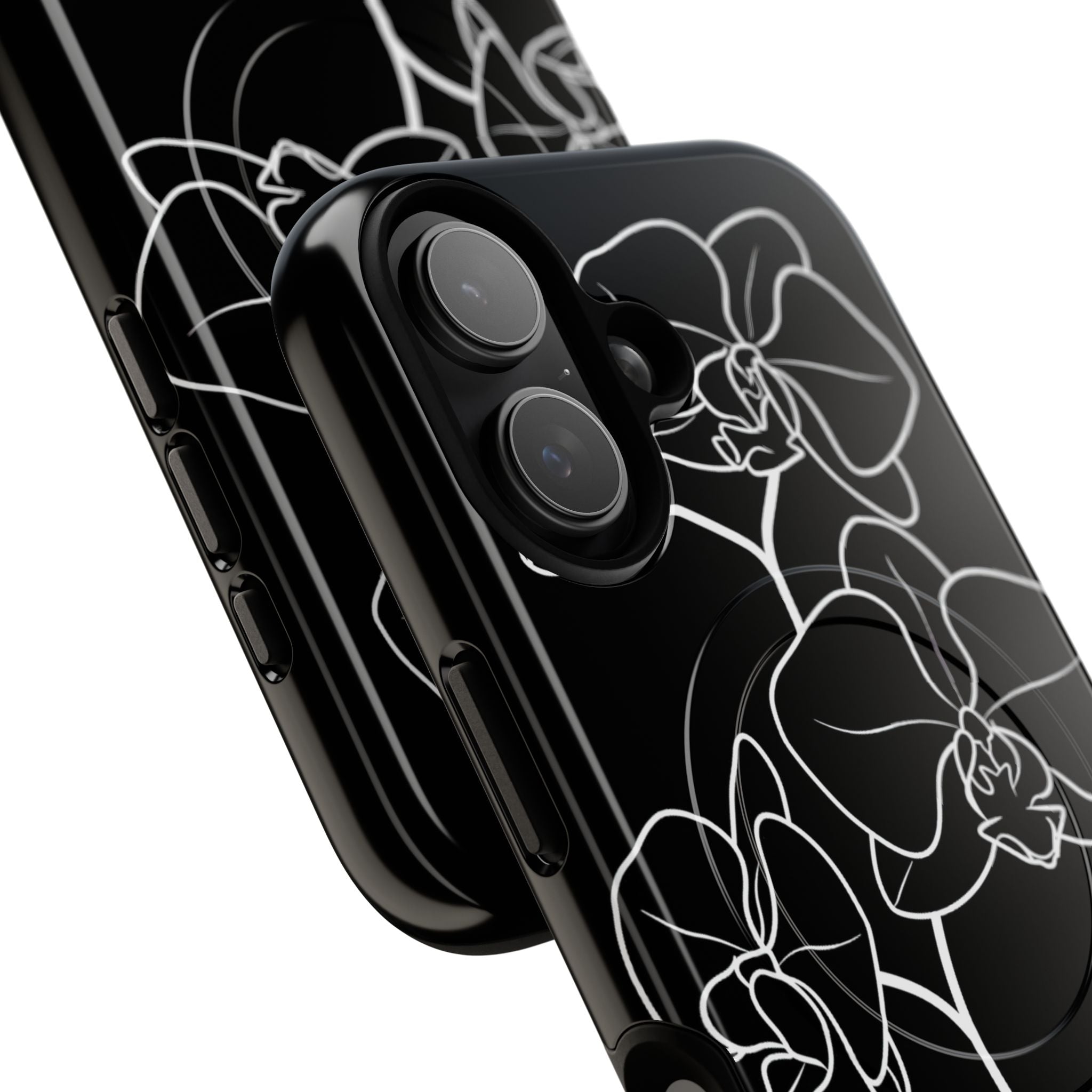 Black Tough 2.0 Magsafe Phone Case for iPhone - Noir Alabaster Orchid