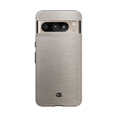 Grey Tough Phone Case for Google Pixel - Brushed Nickel Linen