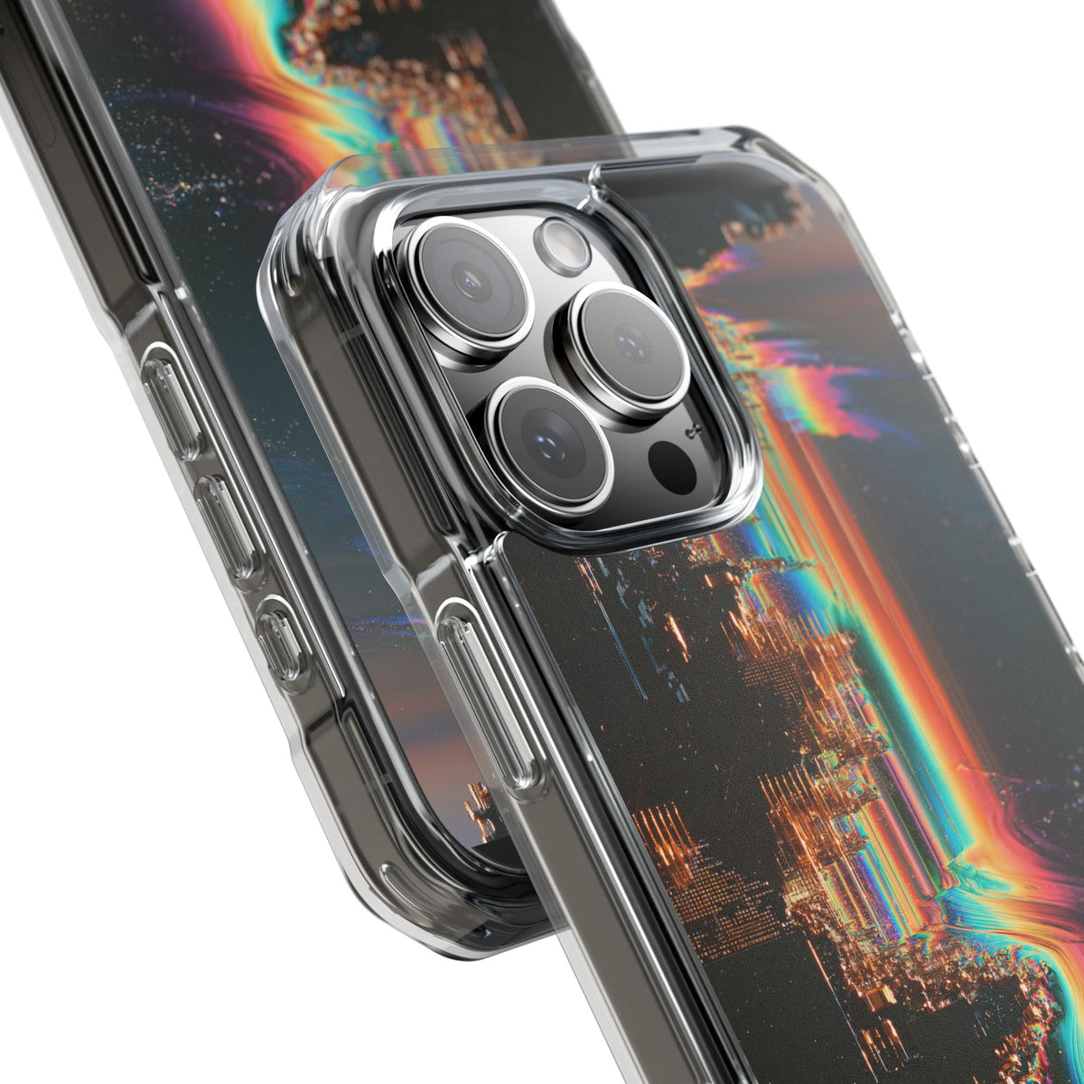 Prismatic Circuit · Clear Impact Magnetic Phone Case for iPhone · Black