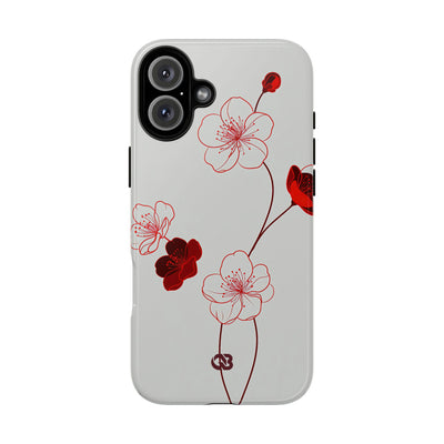 Red Tough Phone Case for iPhone - Kyoto Ember Bloom