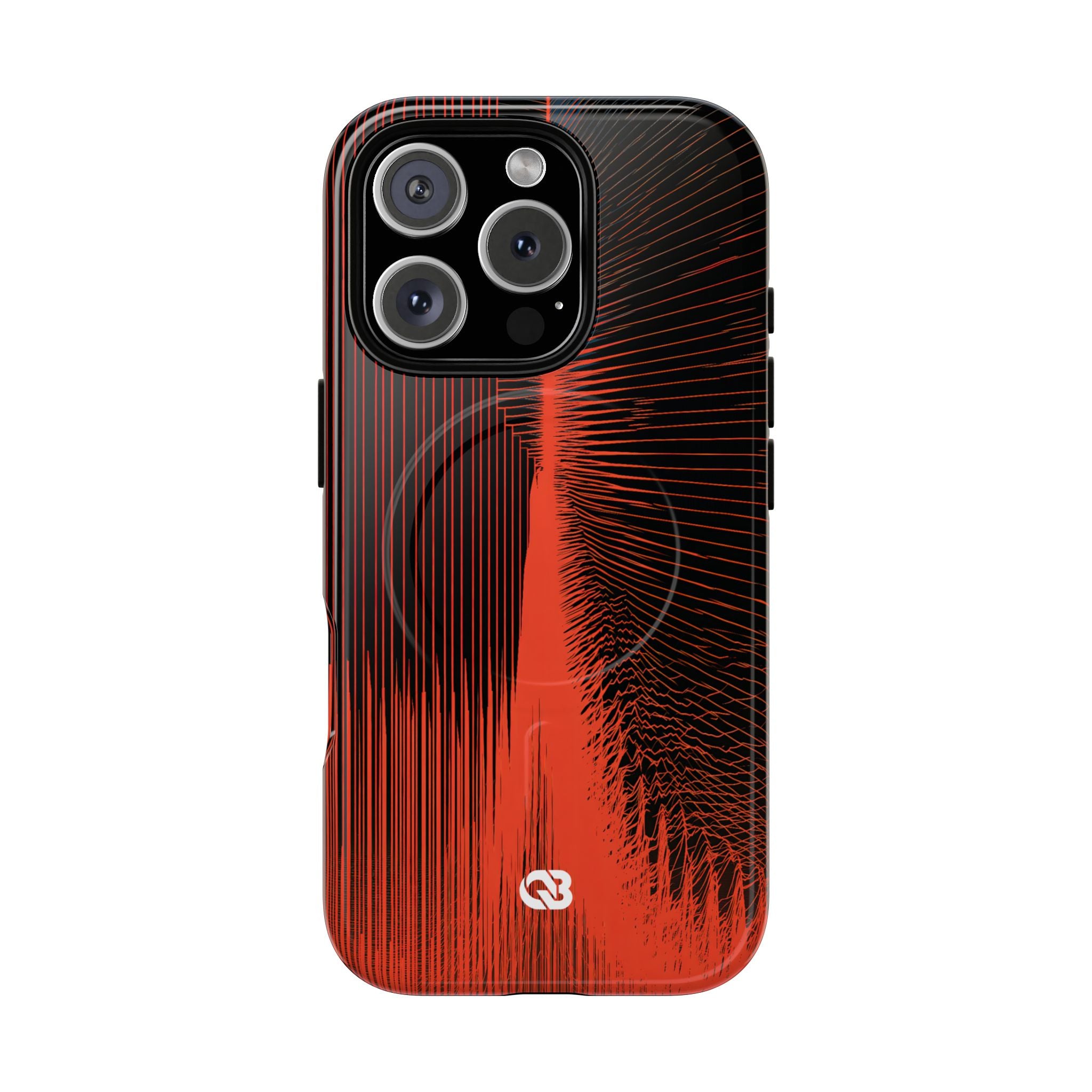Red Tough 2.0 Magsafe Phone Case for iPhone - Crimson Frequency Pulse