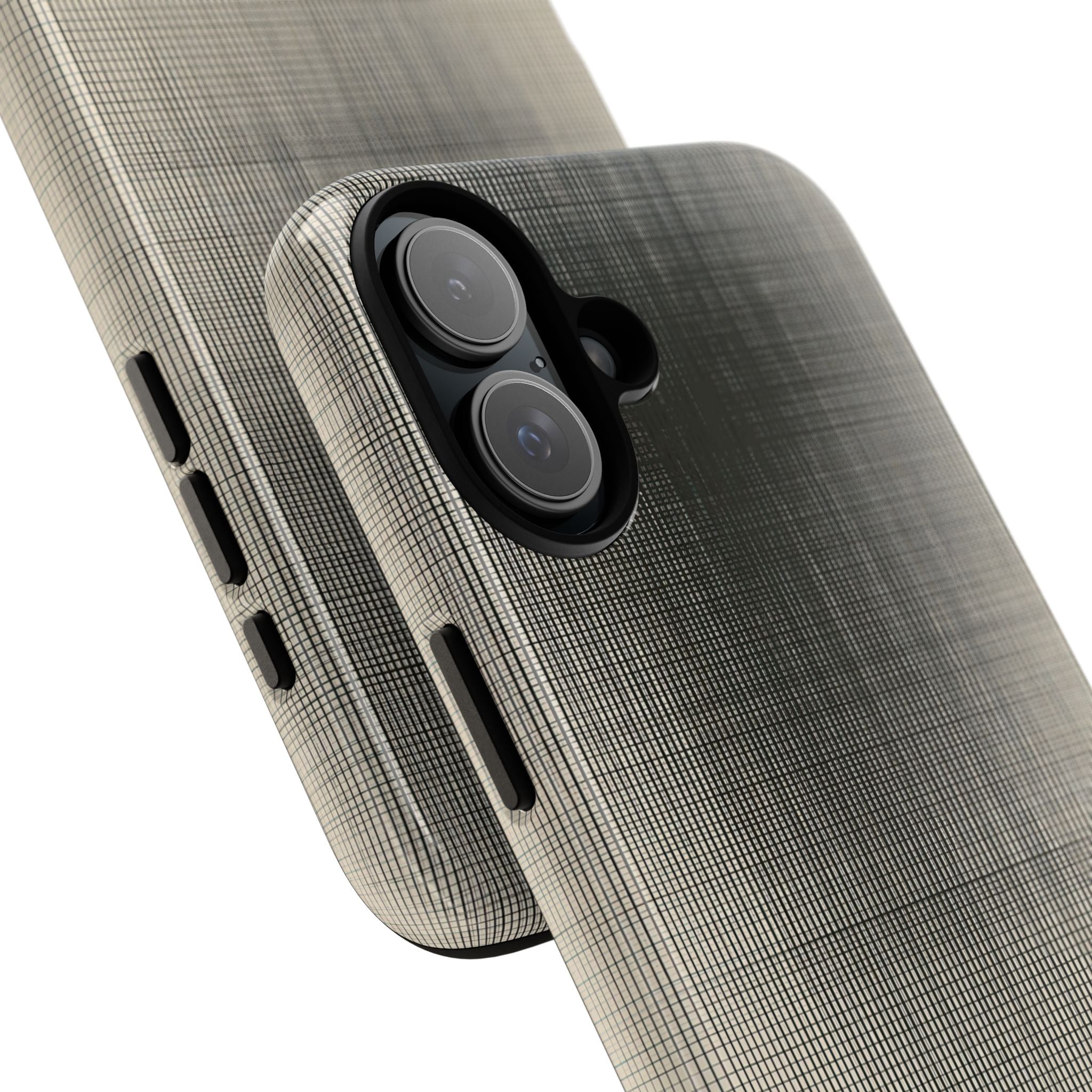 Beige Tough Phone Case for iPhone - Carbon Screen Grid