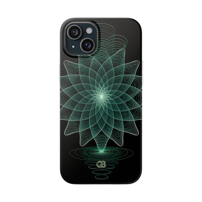 Green Lite Phone Case for iPhone - Cyan Signal Bloom