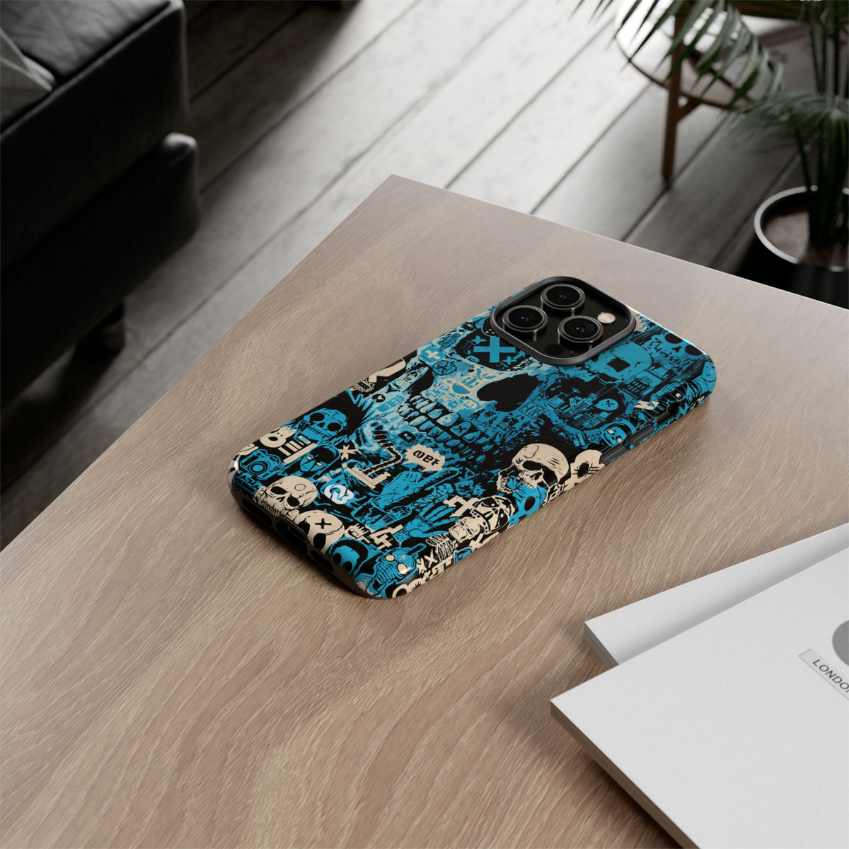 Electric Skull Graffiti · Tough Phone Case for iPhone · Blue