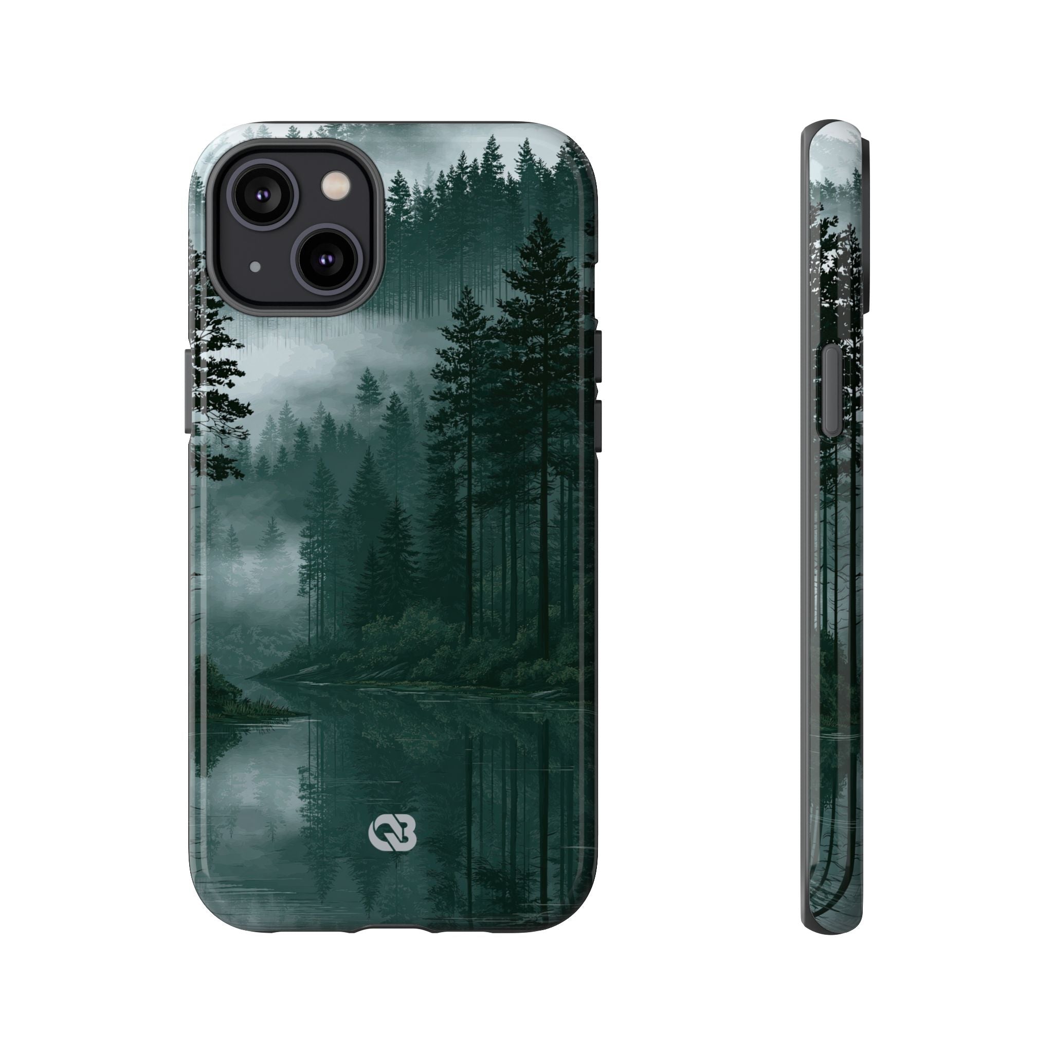 Green Tough Phone Case for iPhone - Misty Evergreen Mirror