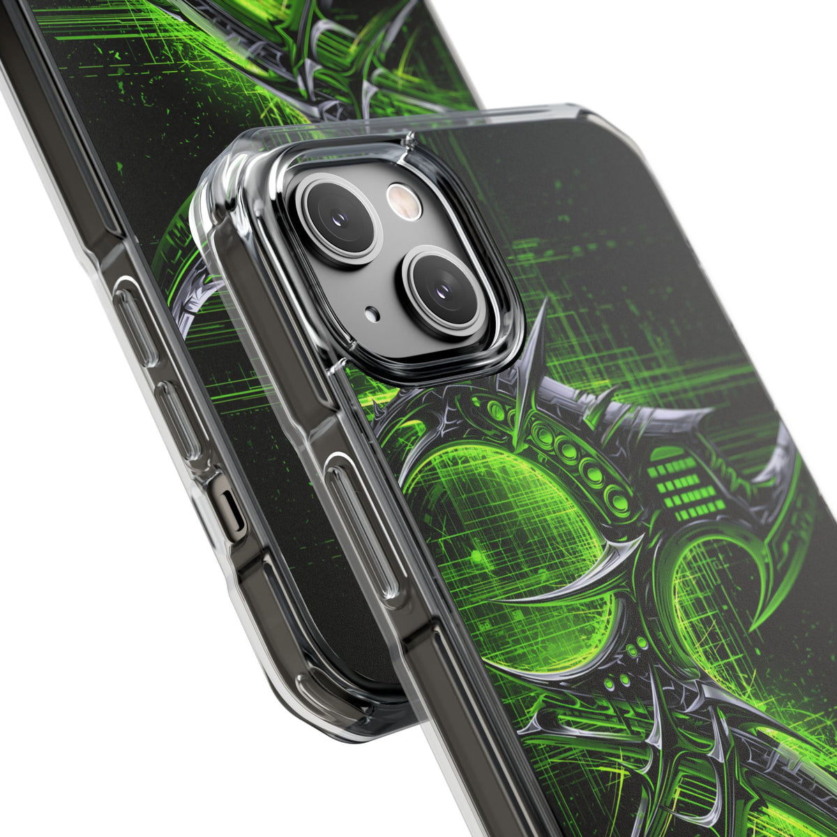Cyber Sigil Grid · Clear Impact Magnetic Phone Case for iPhone · Green