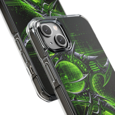 Cyber Sigil Grid · Clear Impact Magnetic Phone Case for iPhone · Green
