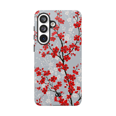 Grey Tough Phone Case for Samsung - Crimson Sakura Slate