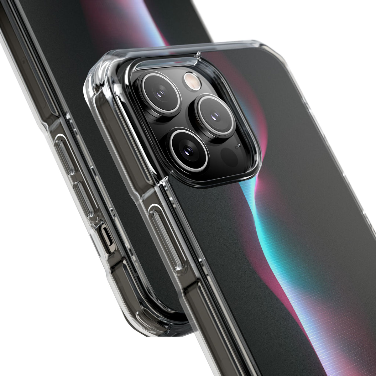 Neon Pixel Flow · Clear Impact Magnetic Phone Case for iPhone · Black