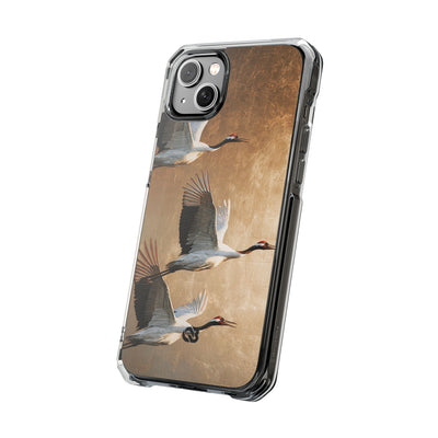 Golden Crane Flight · Clear Impact Magnetic Phone Case for iPhone · Gold