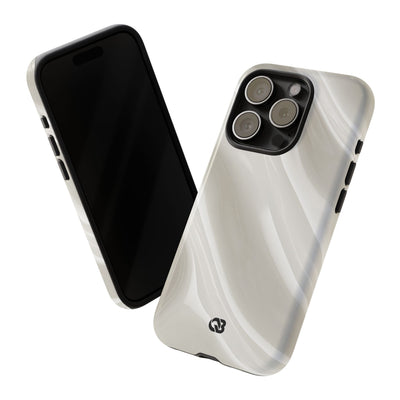 White Tough Phone Case for iPhone - Polished Ivory Wave