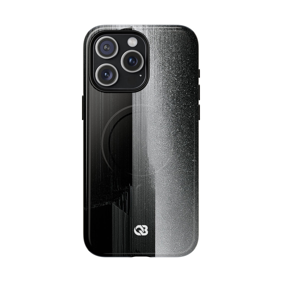 Black Tough 2.0 Magsafe Phone Case for iPhone - Brutalist Pixel Monolith