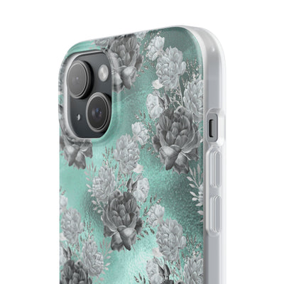 Frost Mint Floral · Soft Handyhülle für iPhone