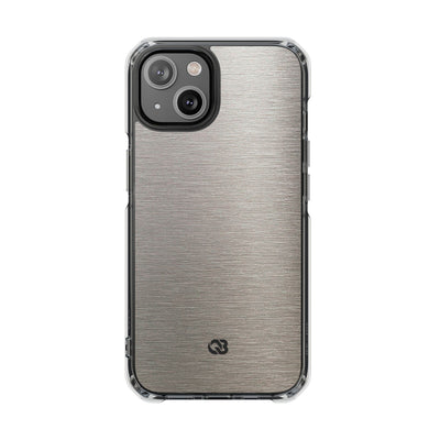 Brushed Silver Alloy · Clear Impact Magnetic Phone Case for iPhone ·  Silver