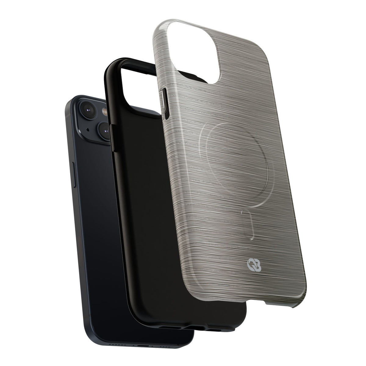 Grey Tough 2.0 Magsafe Phone Case for iPhone - Brushed Industrial Steel