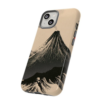 Beige Tough Phone Case for iPhone - Obsidian Ink Summit