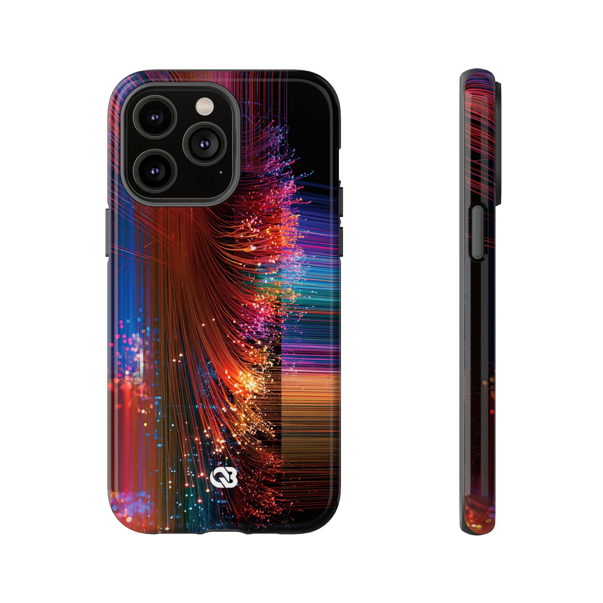 Black Tough Phone Case for iPhone - Cyber Optic Streak