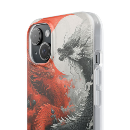 Twin Dragons Crimson iPhone 15 Plus Cover - Blød
