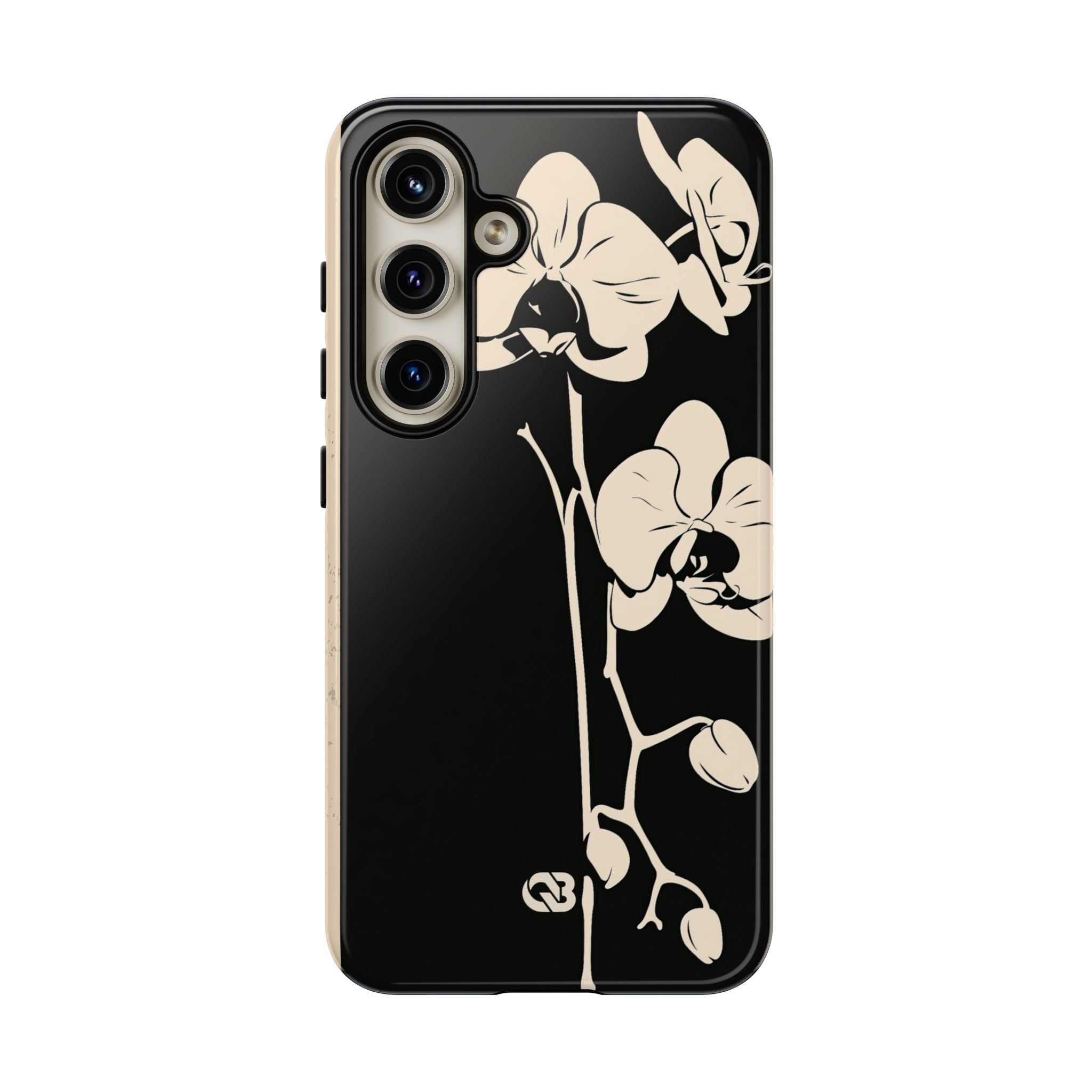 Black Tough Phone Case for Samsung - Obsidian Bone Orchid