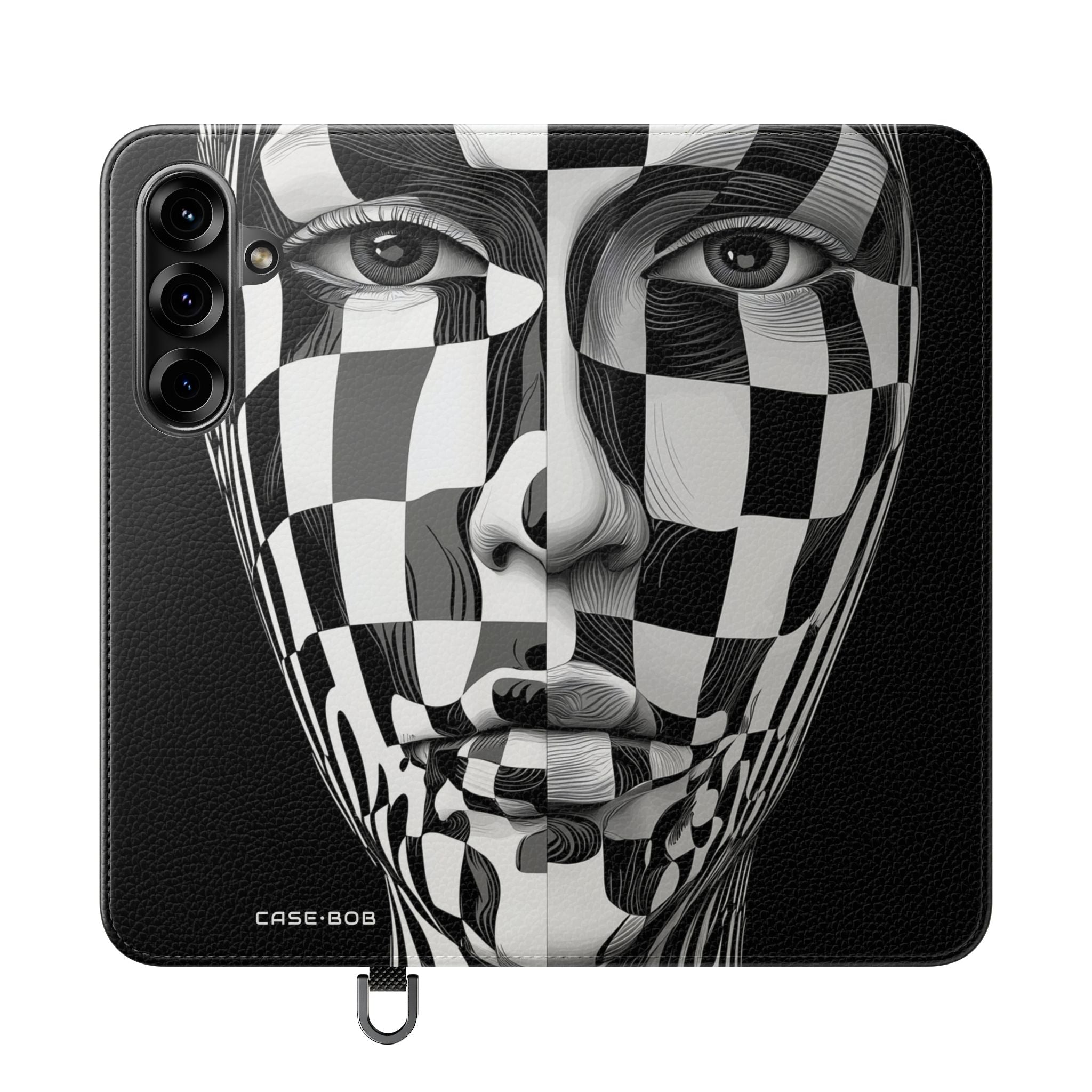 Mirrored Checkerboard Face - Samsung S25+ Case - Wallet