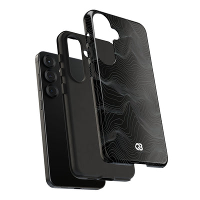 Black Tough Phone Case for Samsung - Obsidian Topo Wireframe