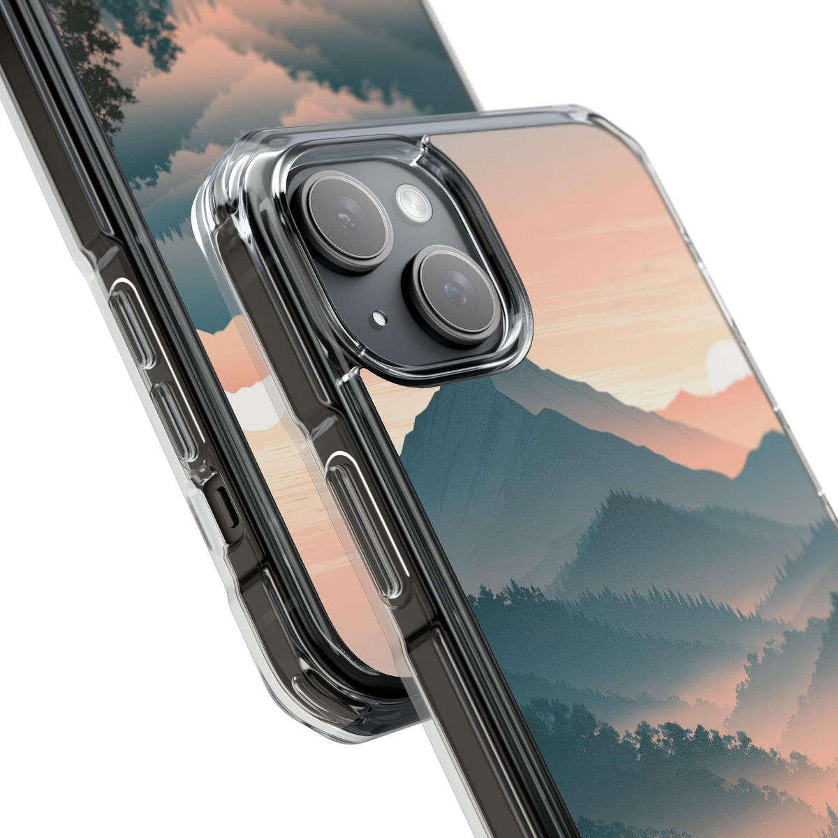 Misty Pine Summit · Clear Impact Magnetic Phone Case for iPhone ·  Green