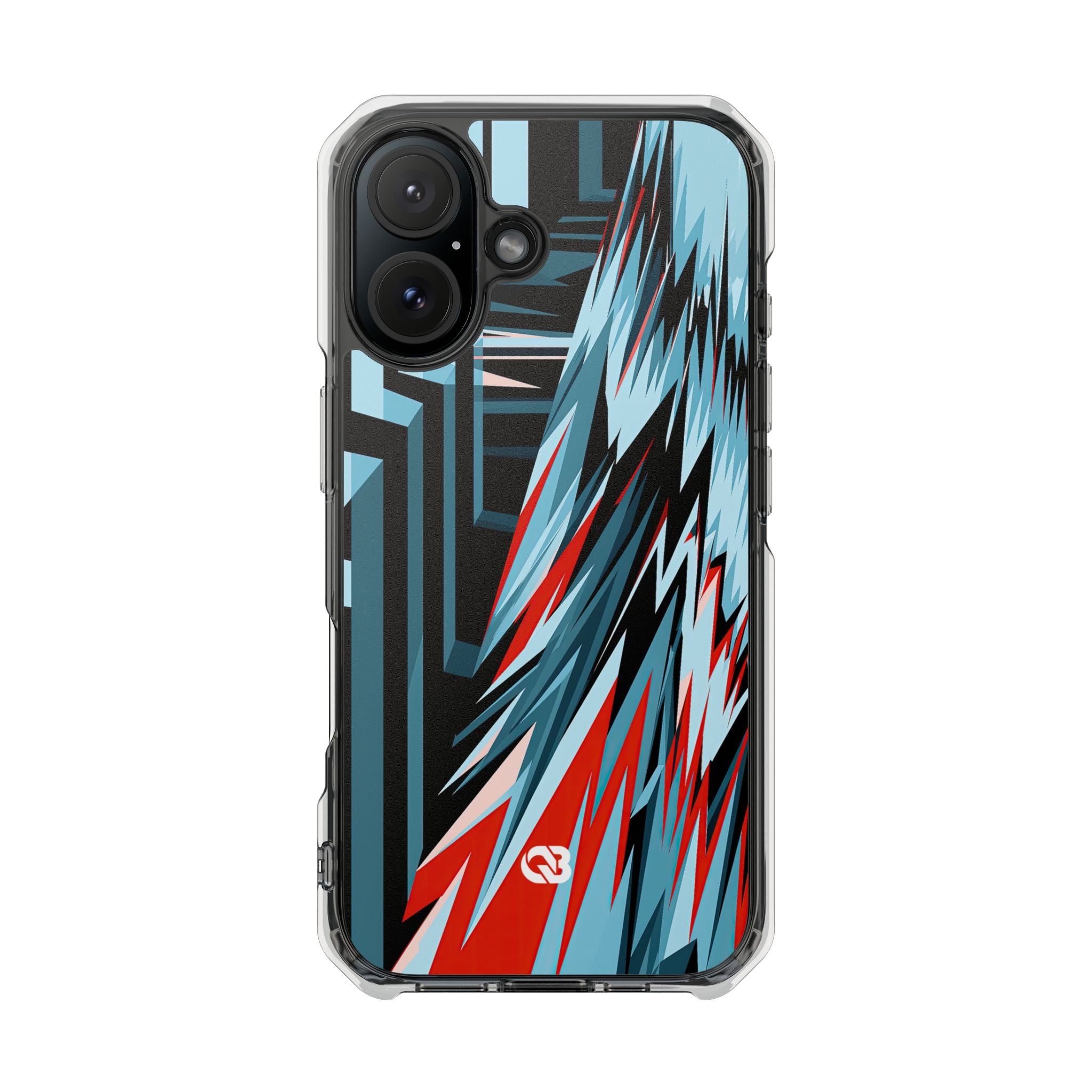 Blue Impact MagSafe Phone Case for iPhone - Glitch Peak Cyan