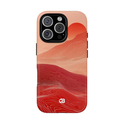 Red Tough Phone Case for iPhone - Crimson Ridge Lines