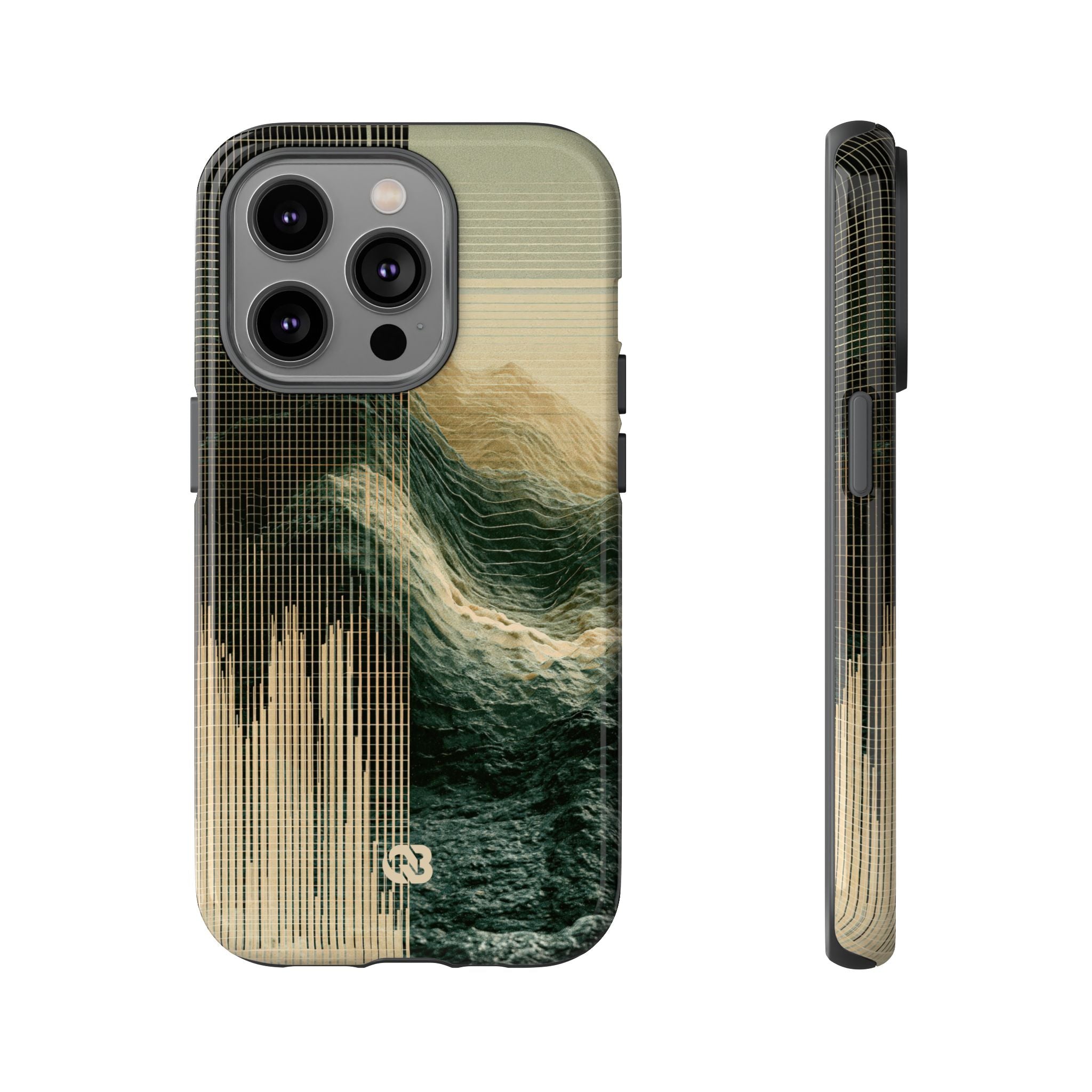 Beige Tough Phone Case for iPhone - Veridian Data Ridge