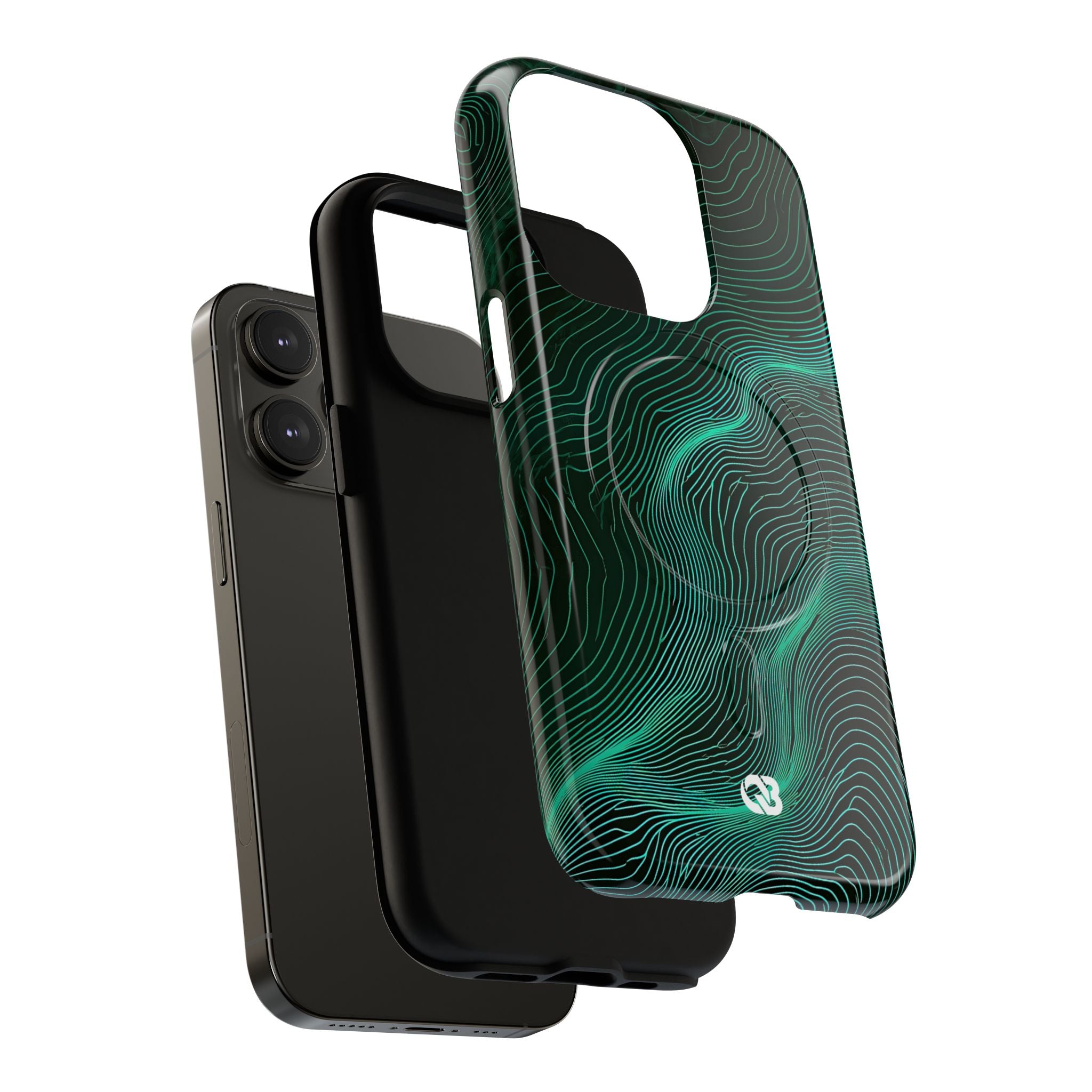 Teal Tough 2.0 Magsafe Phone Case for iPhone - Neon Jade Contour