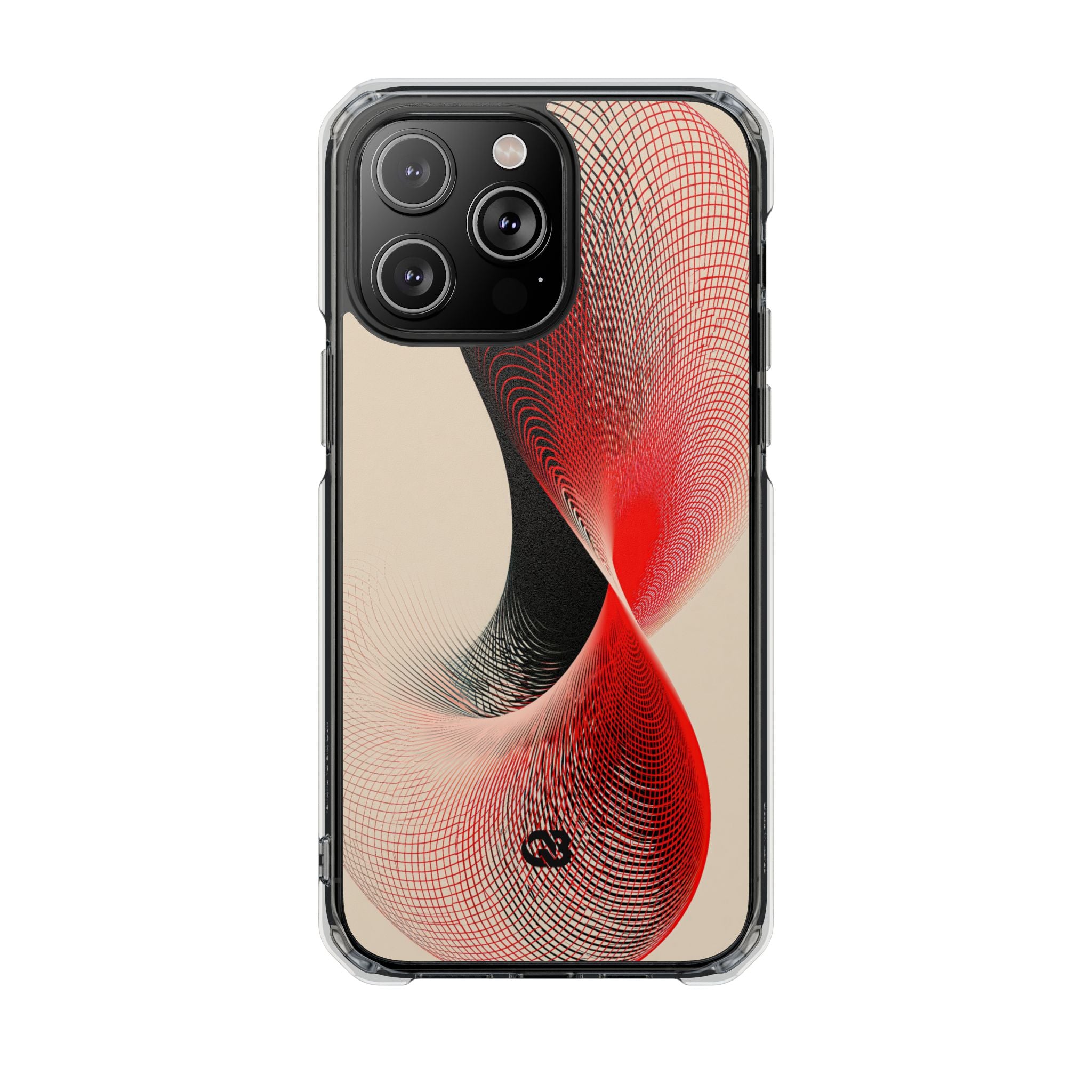 Red Impact MagSafe Phone Case for iPhone - Crimson Grid Vortex