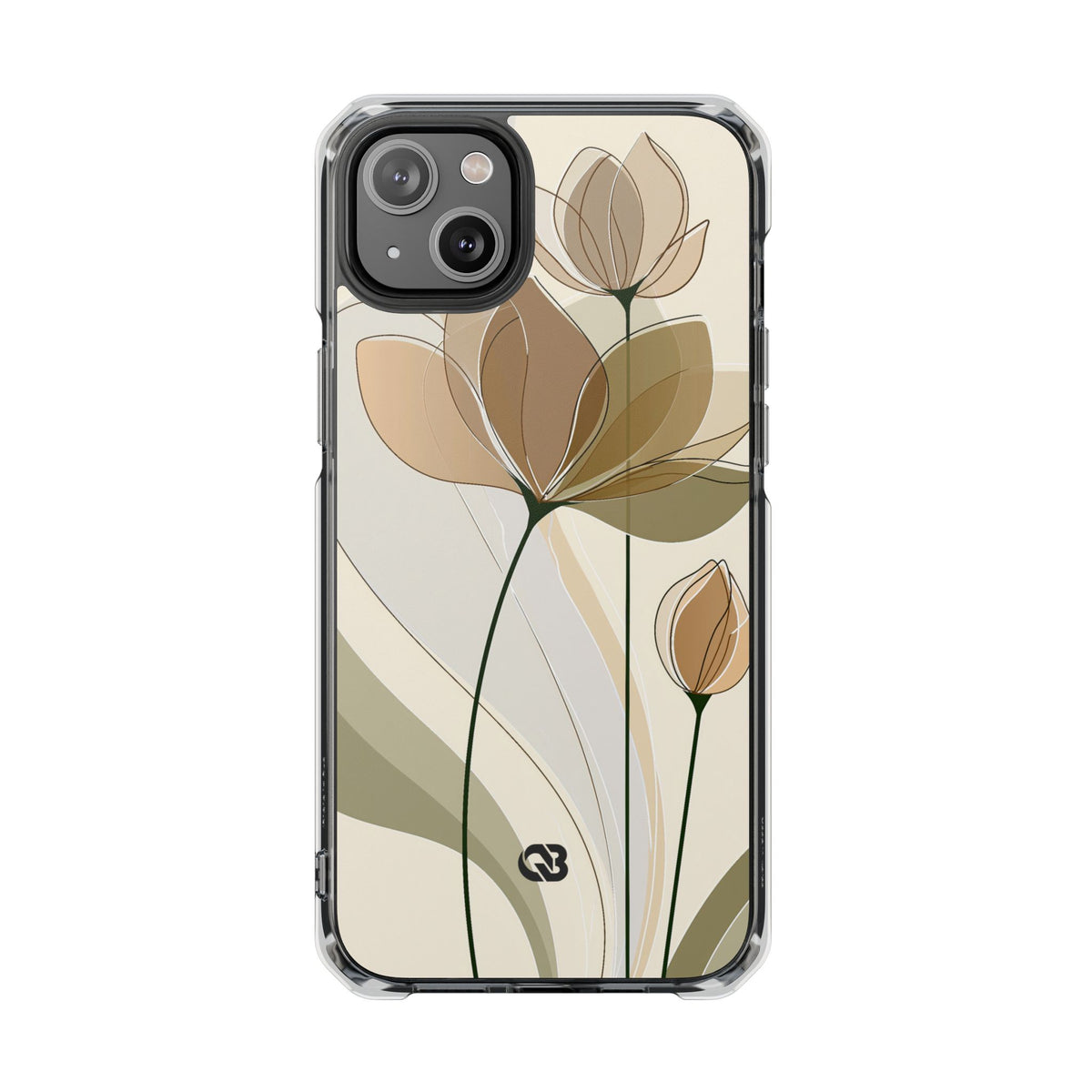 Translucent Petal Contour · Clear Impact Magnetic Phone Case for iPhone ·  Beige