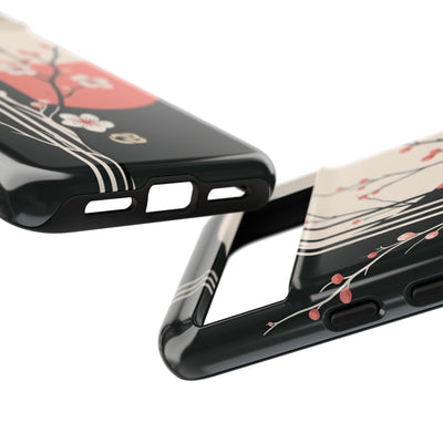 Black Tough Phone Case for Google Pixel - Kyoto Midnight Blossom