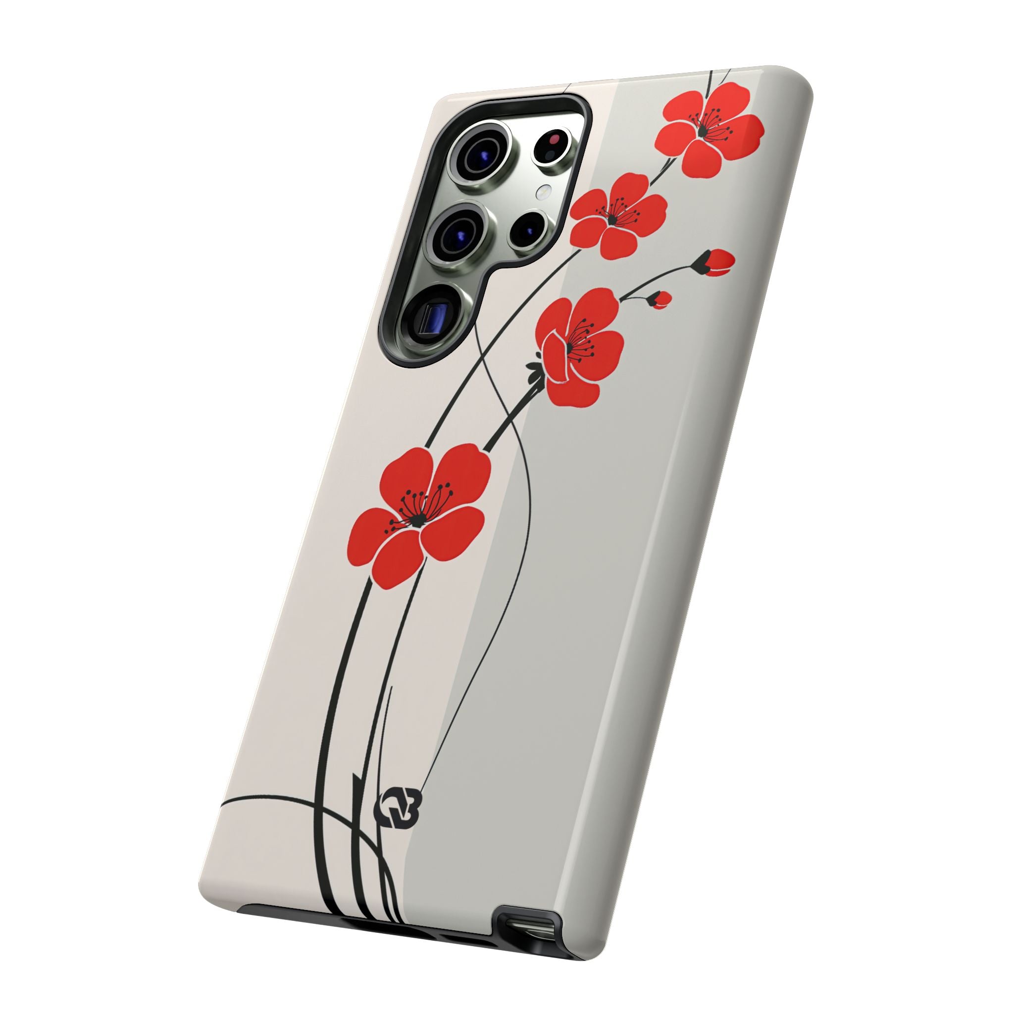 Beige Tough Phone Case for Samsung - Scarlet Ink Petals