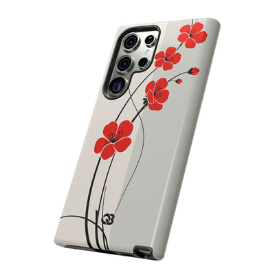 Red Tough Phone Case for Samsung - Crimson Plum Ink