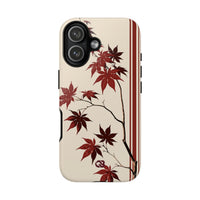 Red Tough Phone Case for iPhone - Crimson Momiji Stripe