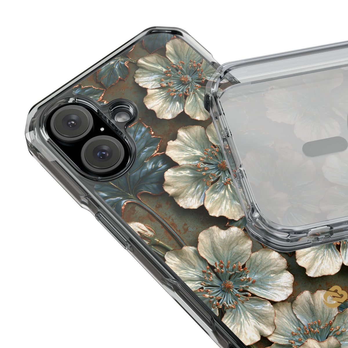 Gilded Blossom Reverie · Clear Impact Magnetic Phone Case for iPhone · Teal