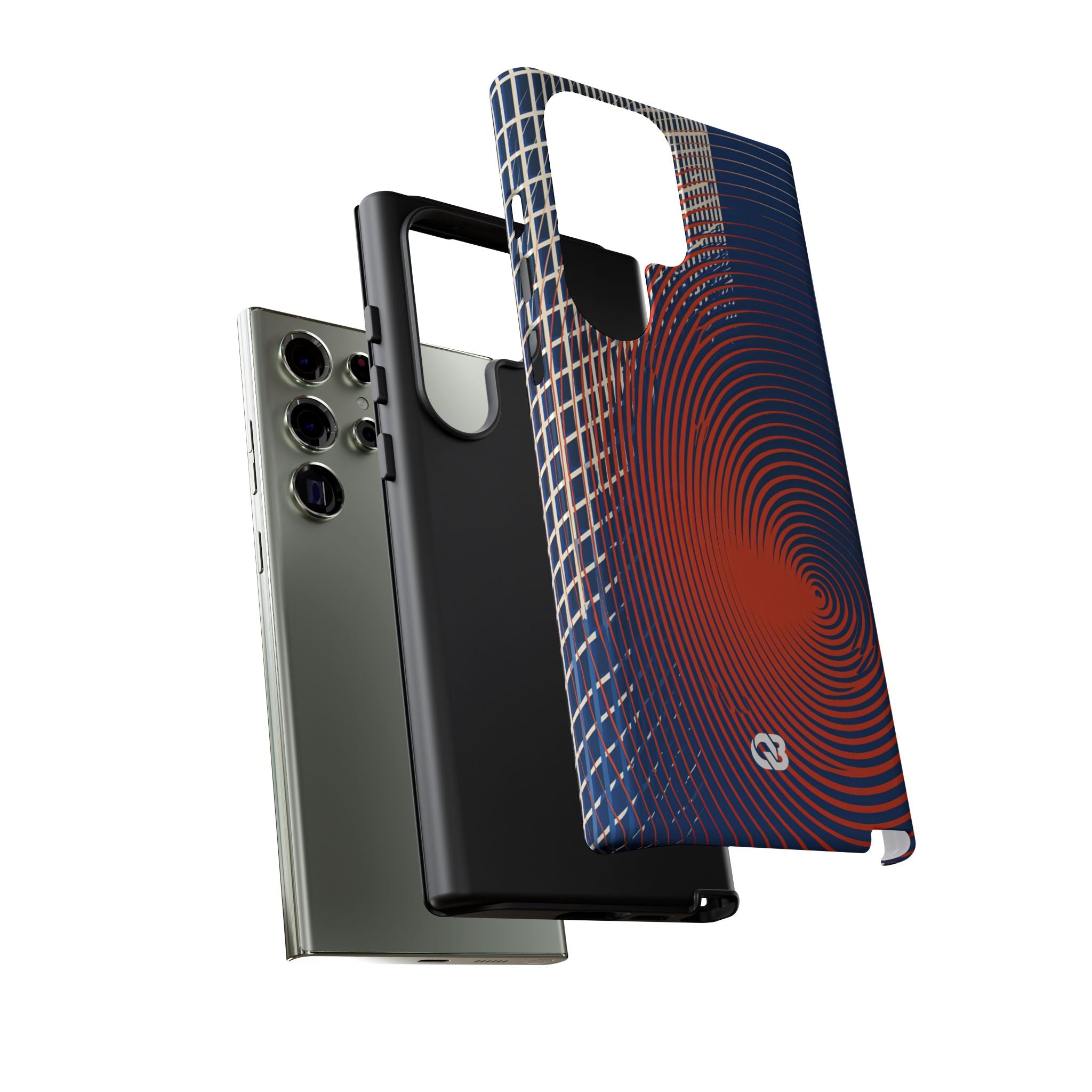 Blue Tough Phone Case for Samsung - Orange Orbit Grid