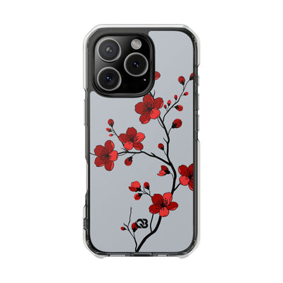 Grey Impact MagSafe Phone Case for iPhone - Crimson Blossom Onyx