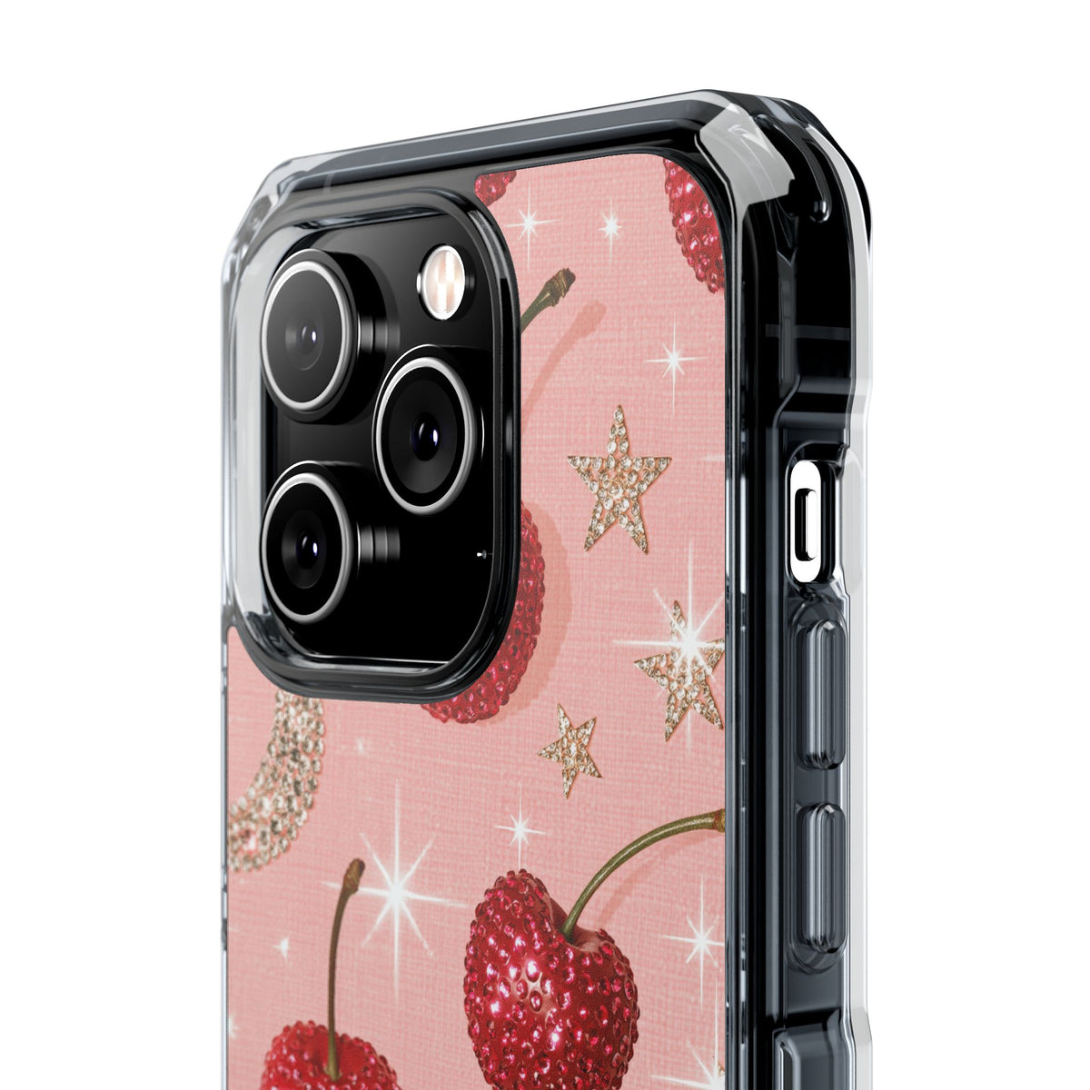 Bedazzled Ruby Cherries · Clear Impact Magnetic Phone Case for iPhone · Pink
