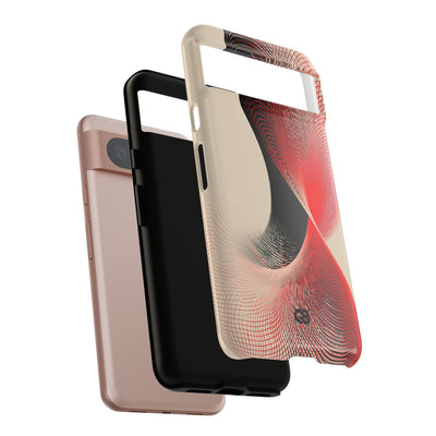 Red Tough Phone Case for Google Pixel - Crimson Grid Vortex